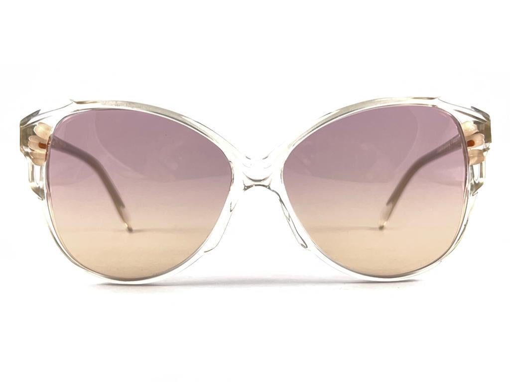New Vintage Madame Landry Translucent Frame Sunglasses 70'S Made In France For Sale 8