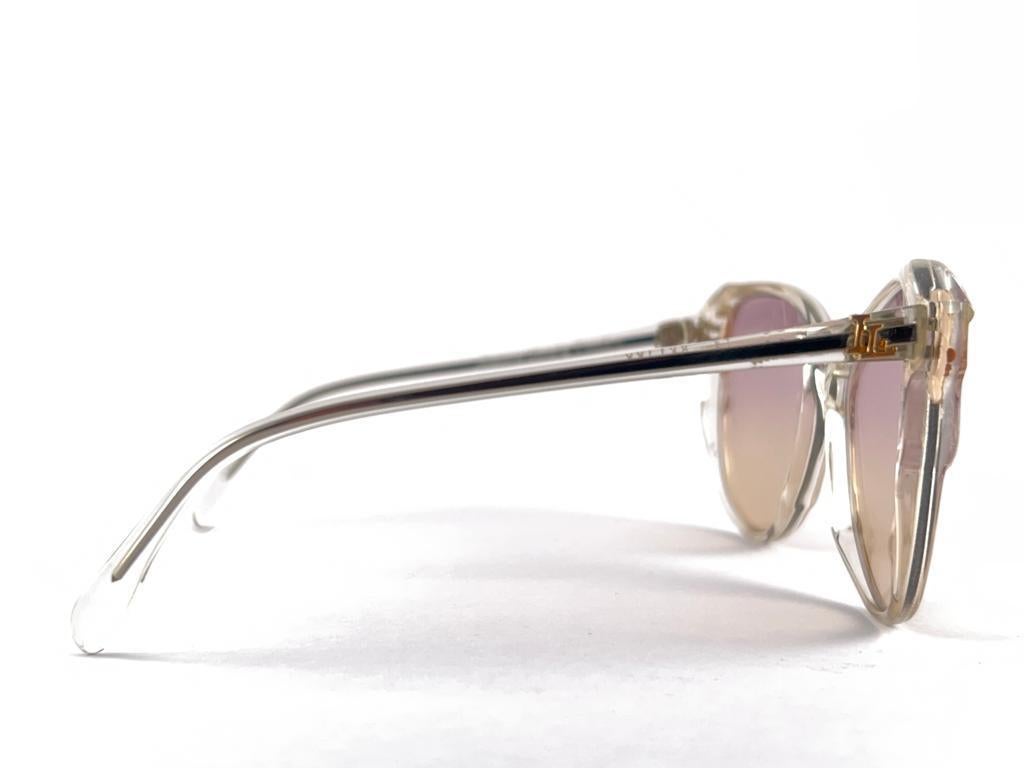 New Vintage Madame Landry Translucent Frame Sunglasses 70's Made In France Unisexe en vente