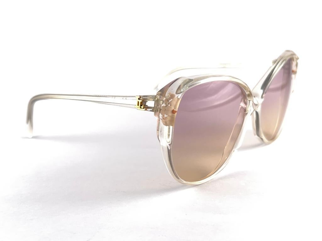 New Vintage Madame Landry Translucent Frame Sunglasses 70'S Made In France For Sale 2