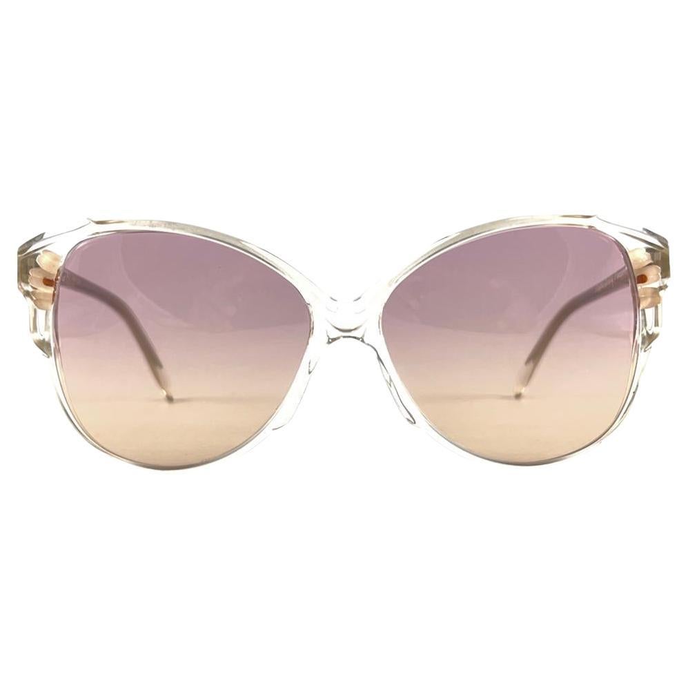 New Vintage Madame Landry Translucent Frame Sunglasses 70'S Made In France For Sale