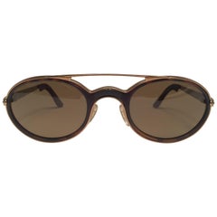 New Vintage Maserati Gold & Tortoise Frame Brown Lenses 1980's Sunglasses