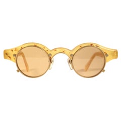 New Vintage Matsuda 10605 Yellow & Gold Collector 1990 Made in Japan Sunglasses