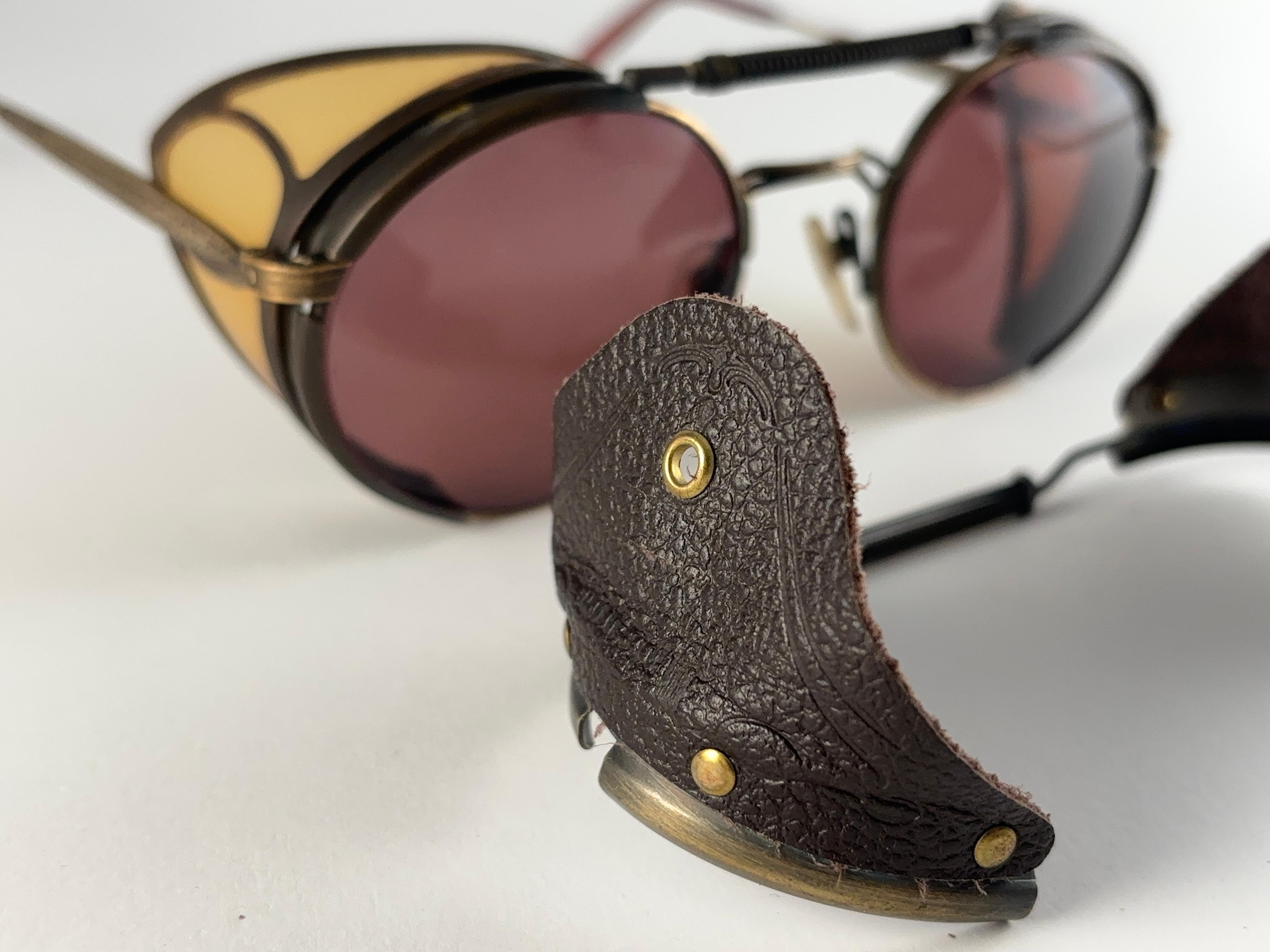 New Vintage Matsuda 2809 Copper & Leather Collector Item 1990 Japan Sunglasses en vente 6