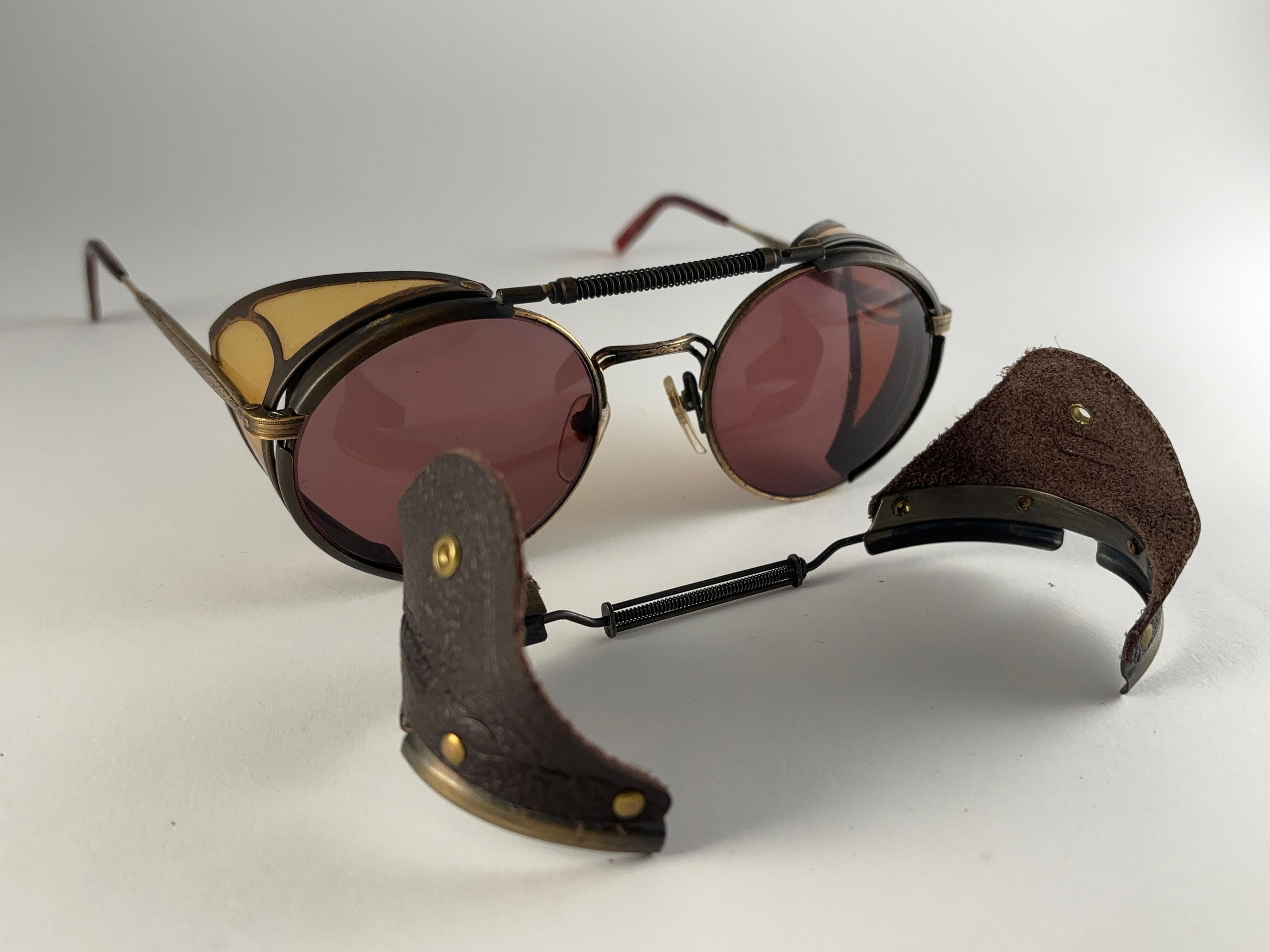 New Vintage Matsuda 2809 Copper & Leather Collector Item 1990 Japan Sunglasses en vente 7