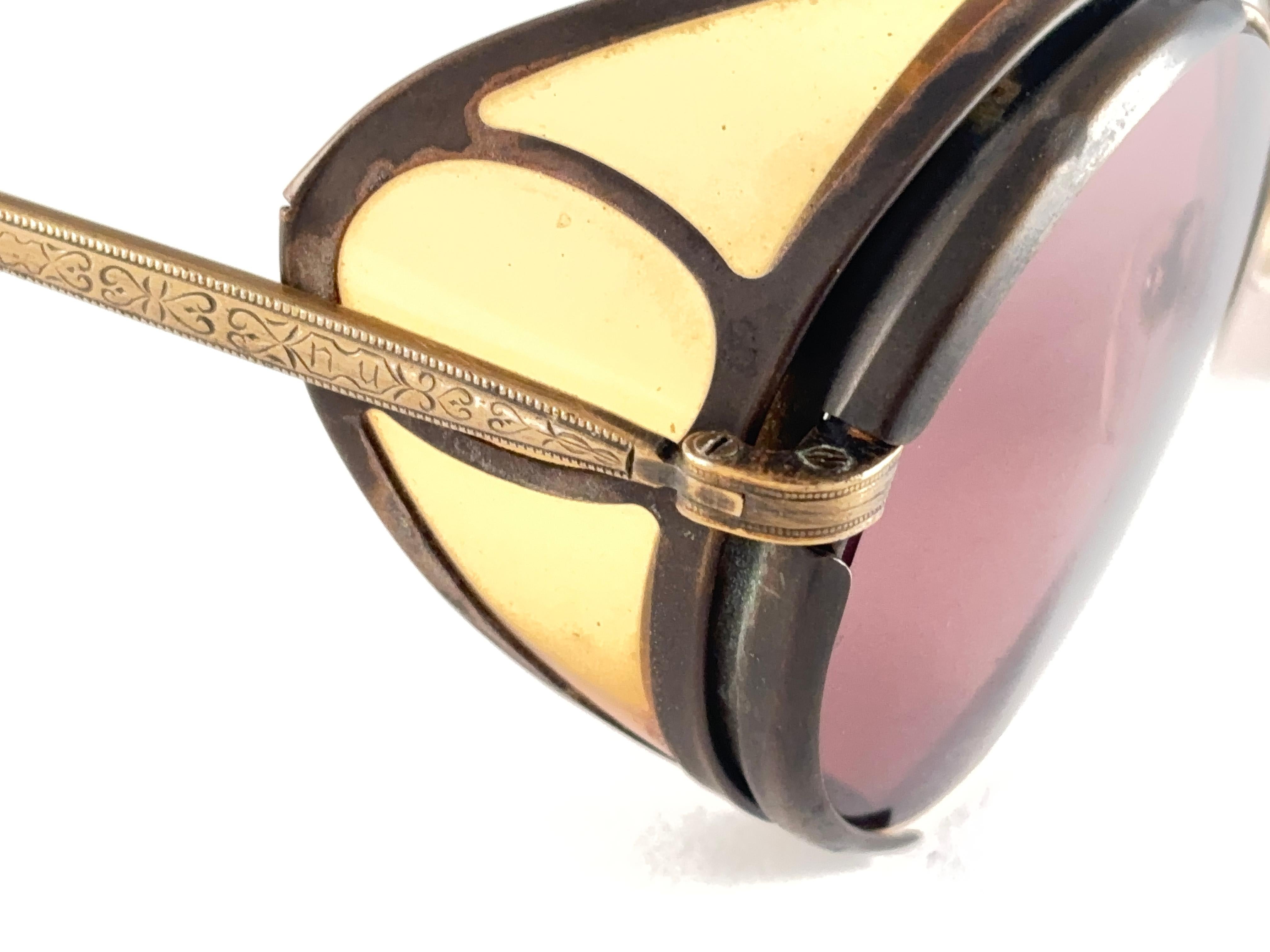 New Vintage Matsuda 2809 Copper & Leather Collector Item 1990 Japan Sunglasses Neuf - En vente à Baleares, Baleares