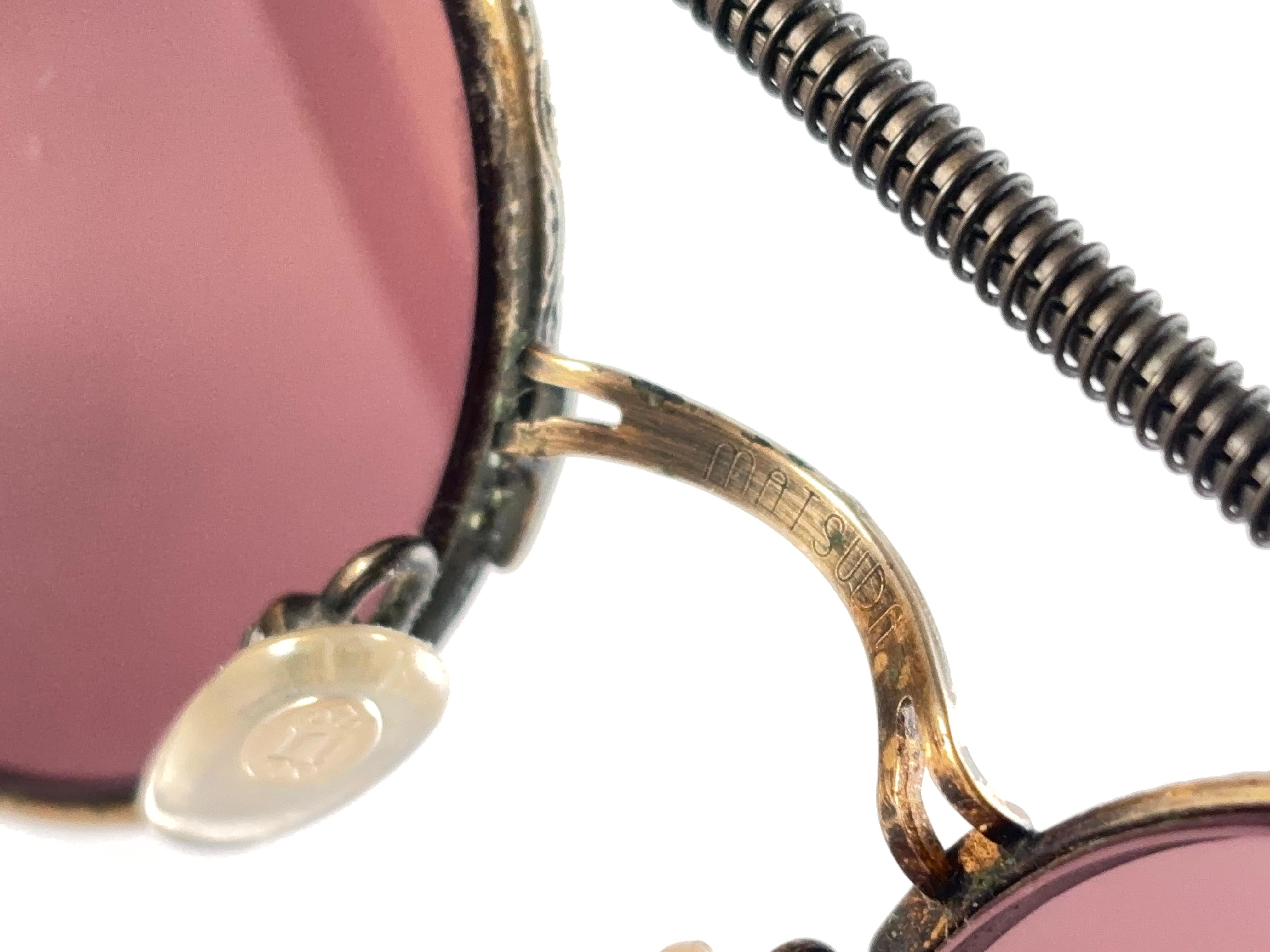 New Vintage Matsuda 2809 Copper & Leather Collector Item 1990 Japan Sunglasses Unisexe en vente