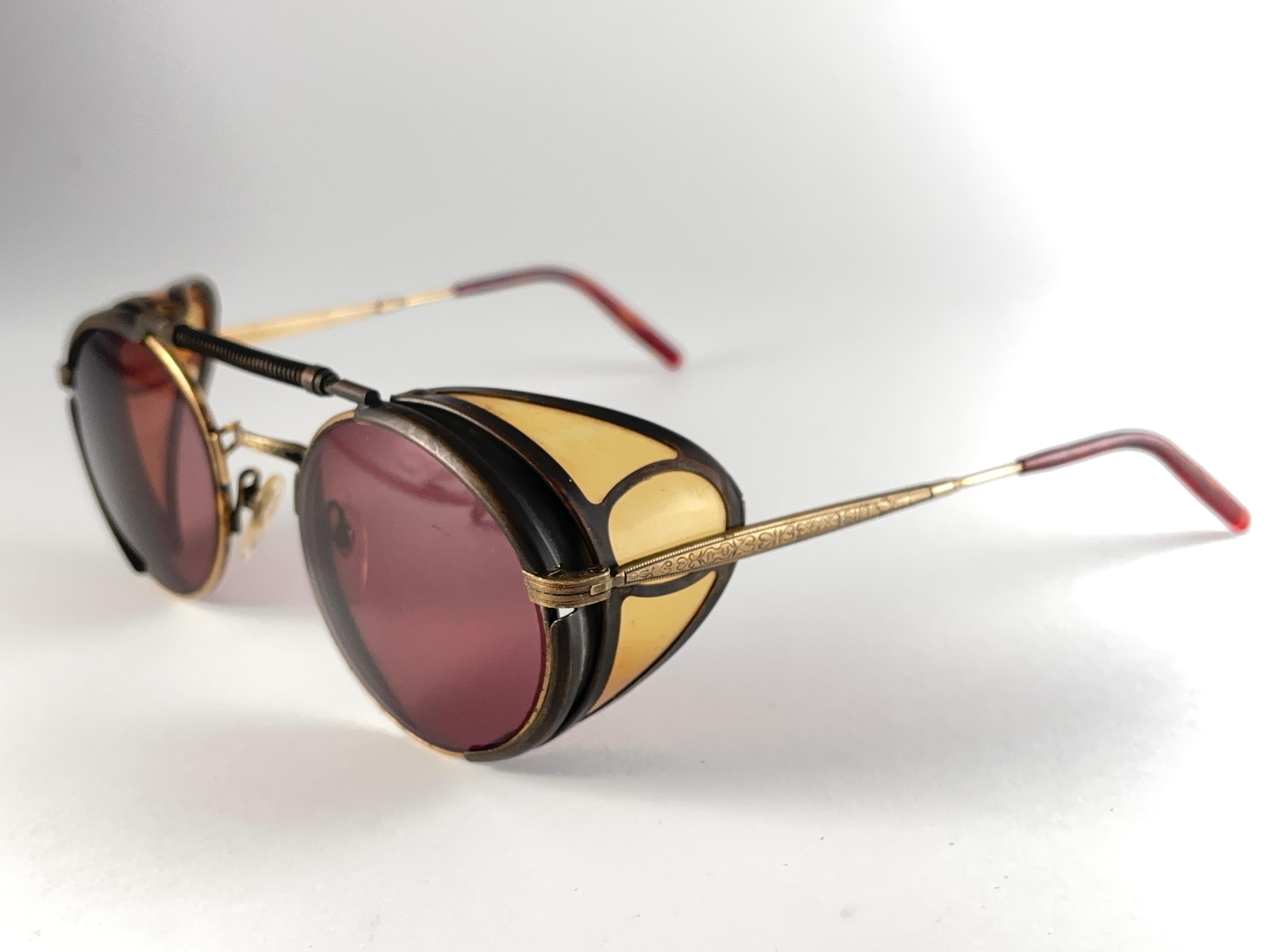 New Vintage Matsuda 2809 Copper & Leather Collector Item 1990 Japan Sunglasses en vente 2