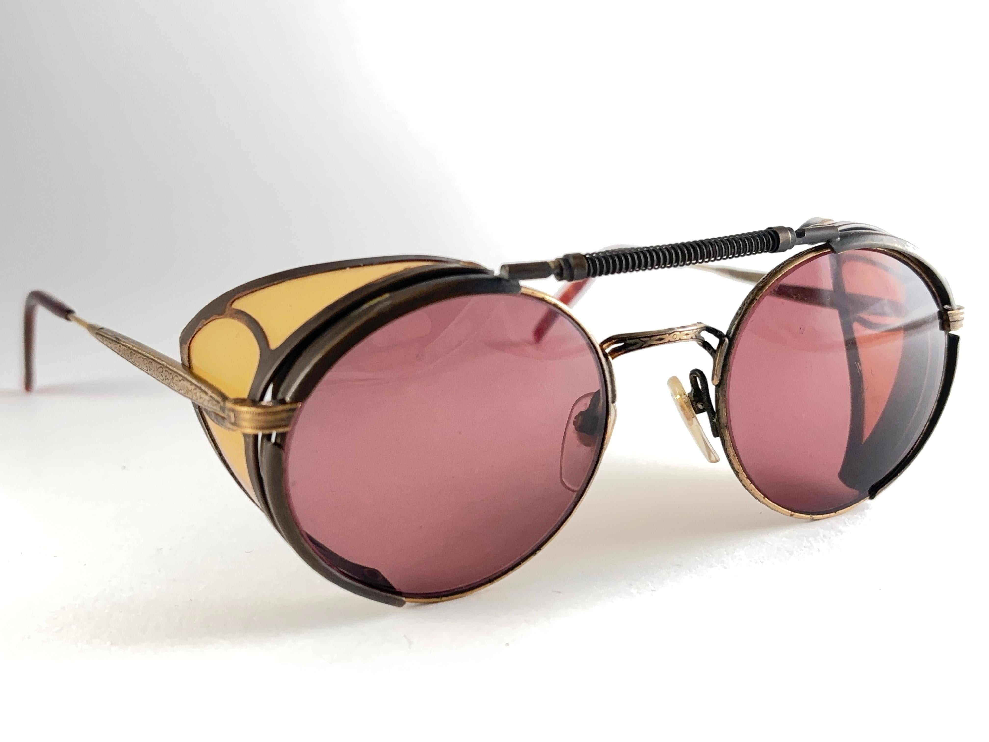 New Vintage Matsuda 2809 Copper & Leather Collector Item 1990 Japan Sunglasses en vente 4