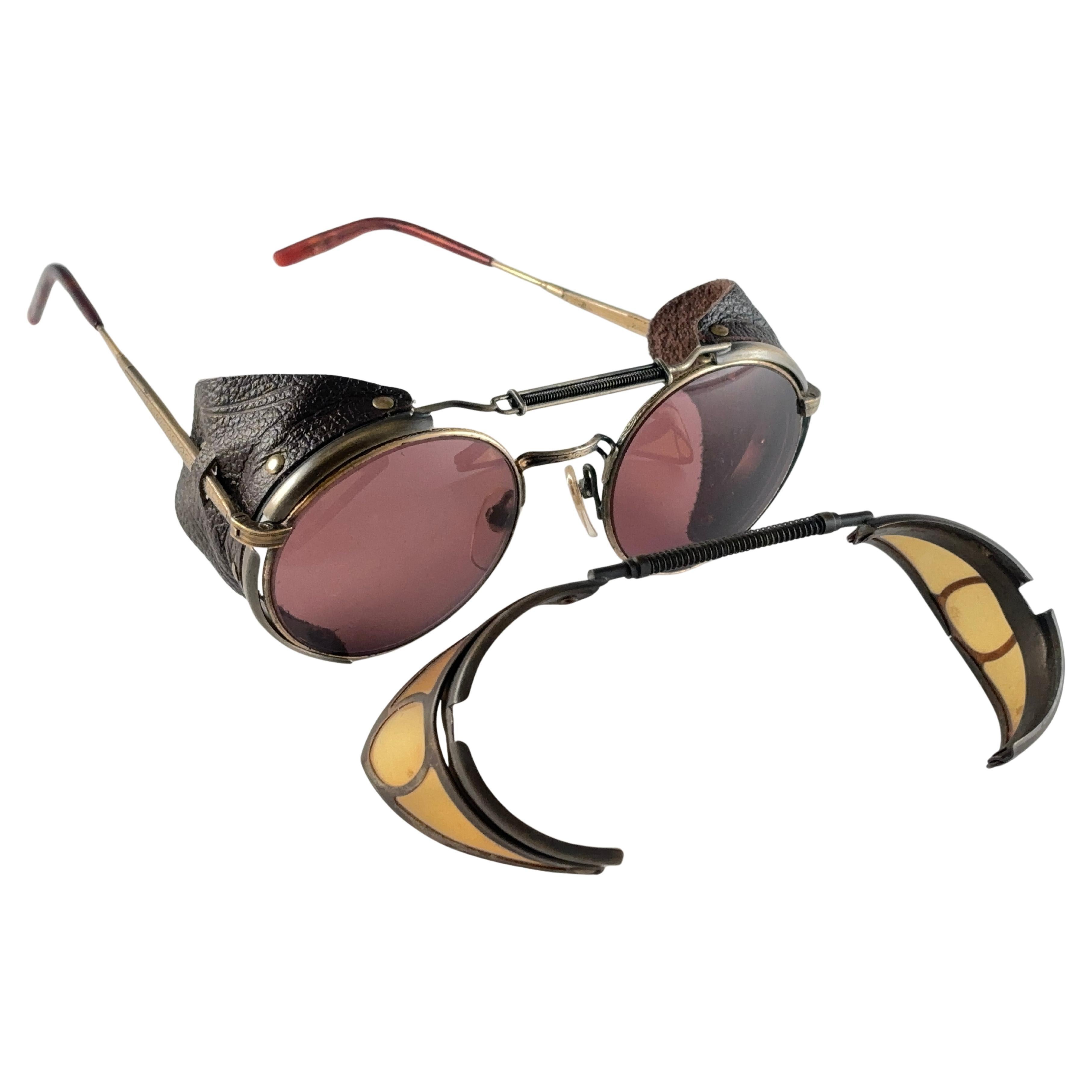 New Vintage Matsuda 2809 Copper & Leather Collector Item 1990 Japan Sunglasses en vente