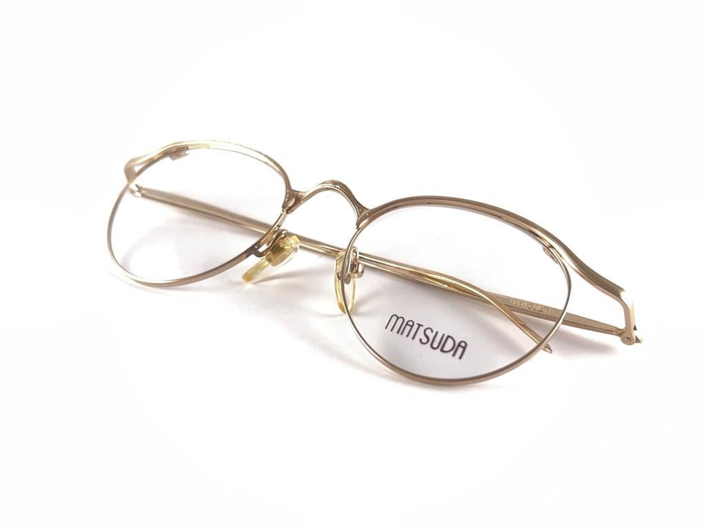 New Vintage Matsuda 2846 Rx Gold Frame 1990's Made In Japan Sunglasses en vente 4