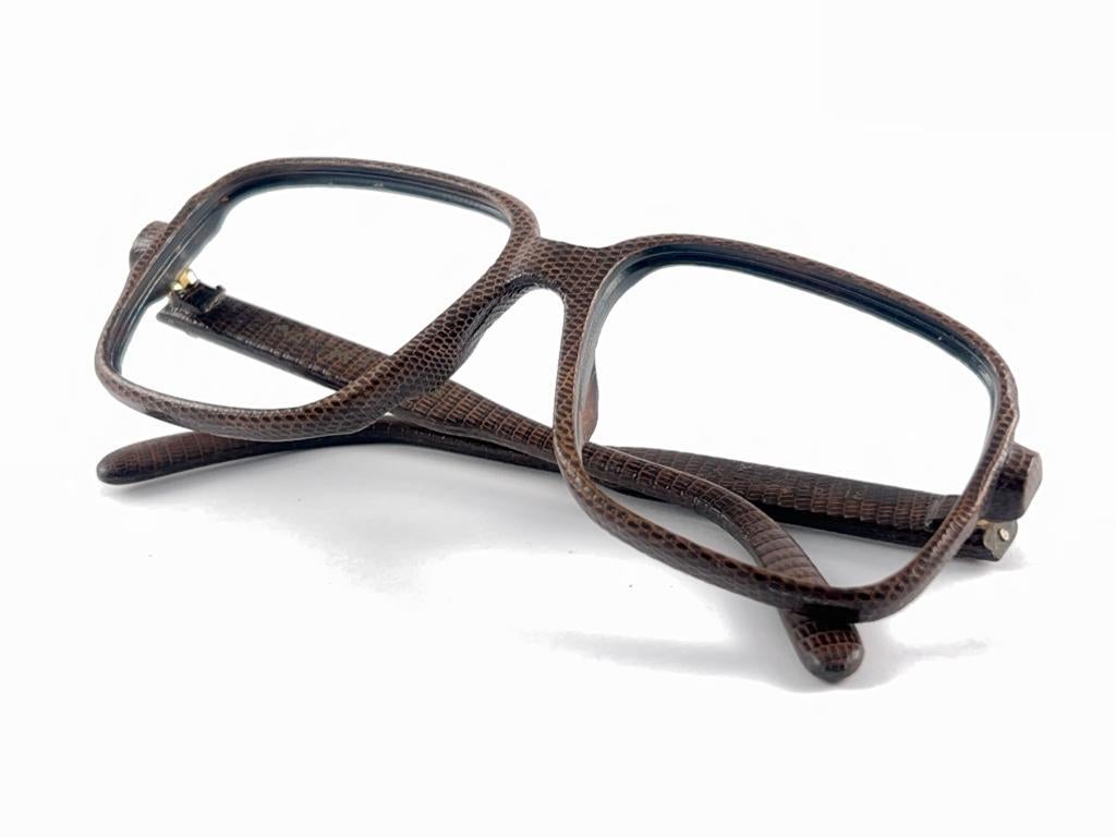 New Vintage Maxim's de Paris Real Leather Lizard Frame RX Reading 1980's Glasses For Sale 7