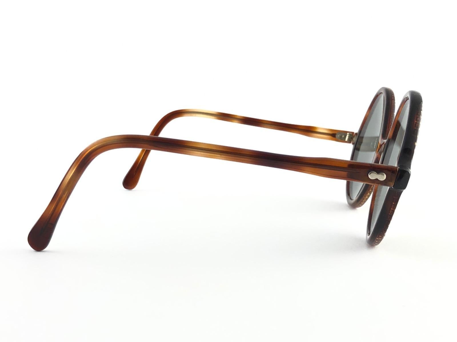 New Vintage May Round Tortoise & Rhinestones Medium 1970's Sunglasses For Sale 1