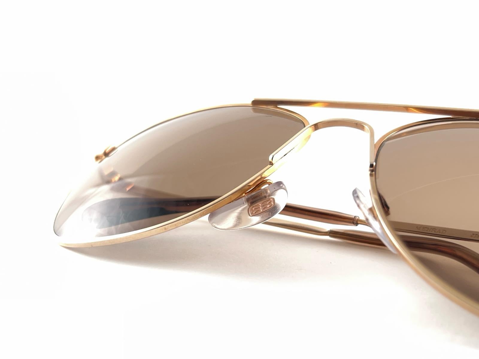 New Vintage Menrad 633 Oversized Gold Frame Sunglasses 1970's Made In Germany en vente 5
