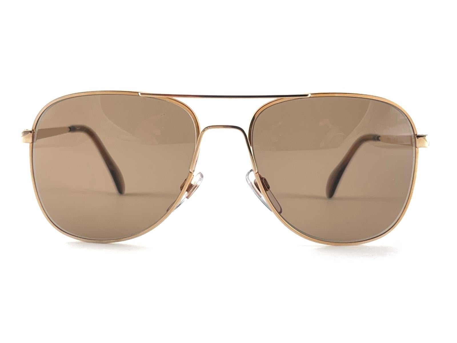 New Vintage Menrad 633 Oversized Gold Frame Sunglasses 1970's Made In Germany en vente 7