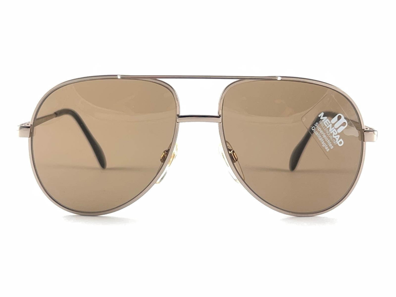 New Vintage Menrad 635 Aviator Light Gold Frame Sunglasses 70's Made in Germany en vente 7