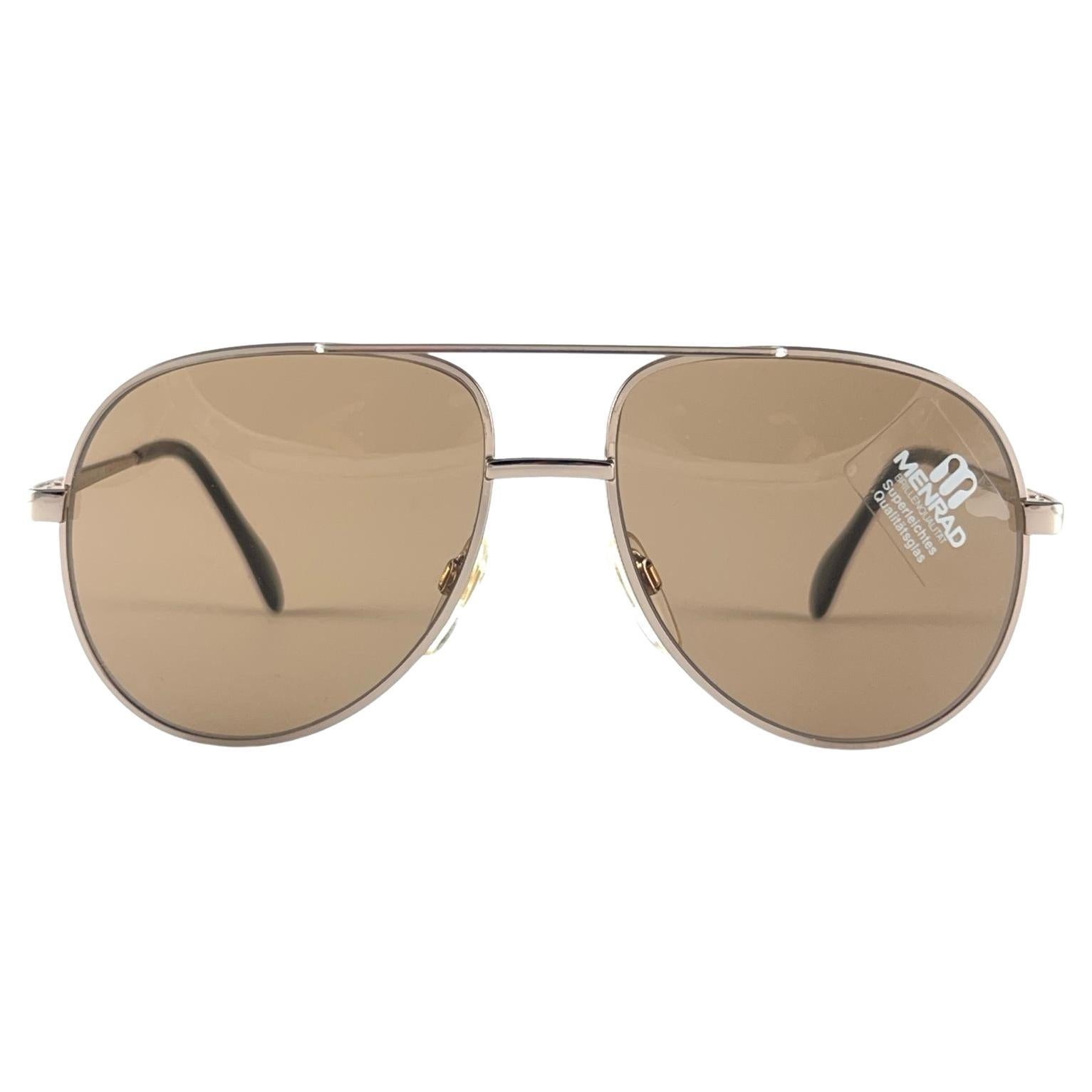 New Vintage Menrad 635 Aviator Light Gold Frame Sunglasses 70'S Made in Germany For Sale