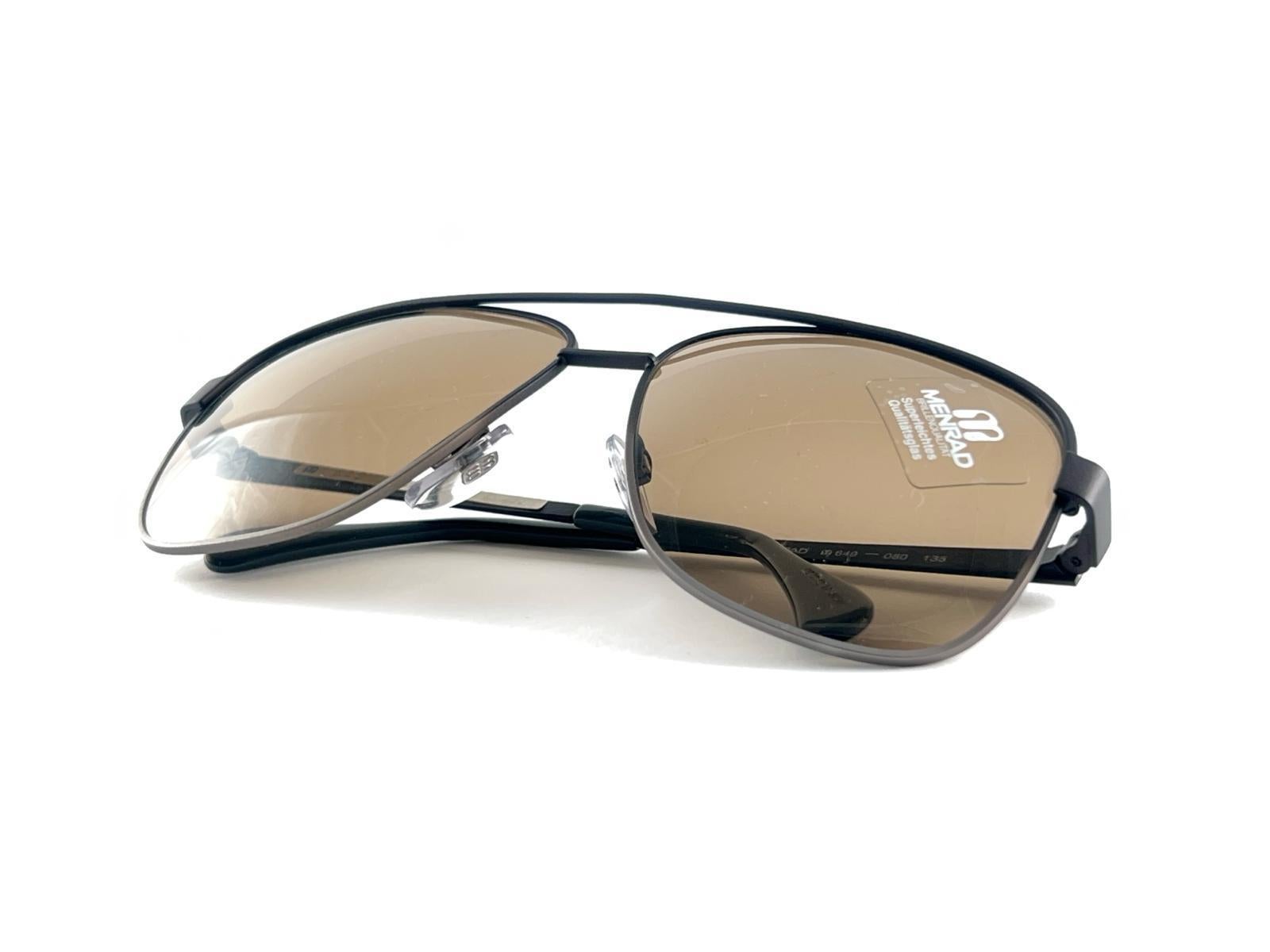 New Vintage Menrad 649 Oversized Grey Mate Frame Sunglasses 70's Made in Germany en vente 10