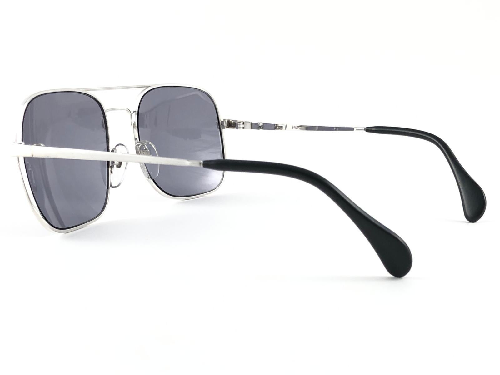 New Vintage Menrad M367 Silver Aviator Oversized Germany 1970s Sunglasses  en vente 2