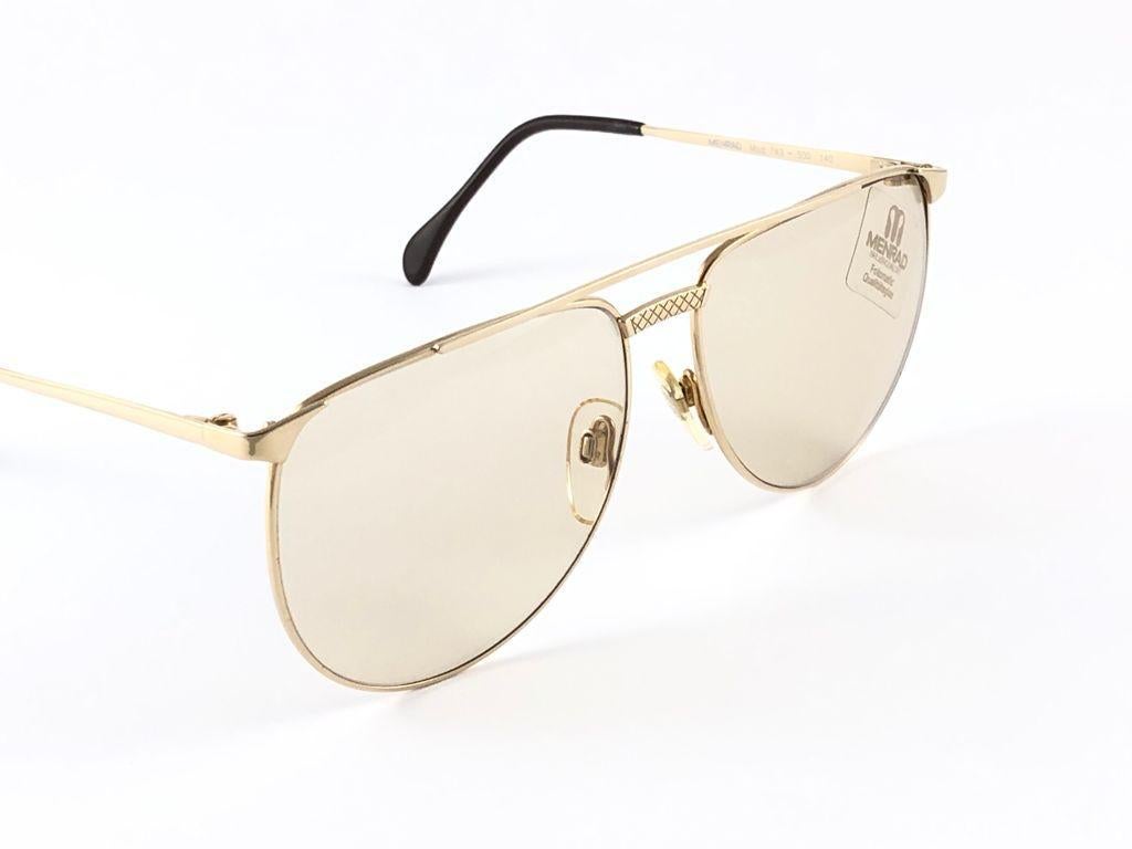 New Vintage Menrad M743 Gold Aviator Oversized Sunglasses Made in Germany 1970s  In New Condition For Sale In Baleares, Baleares