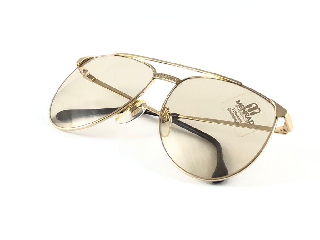 Men's New Vintage Menrad M743 Gold Aviator Oversized Sunglasses Made in Germany 1970s  For Sale