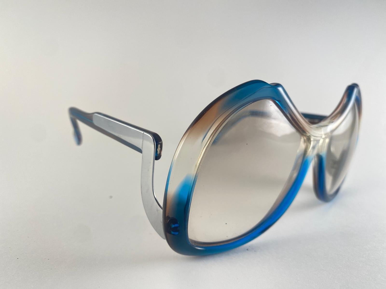 Neue Vintage Menrad Multicolour Blau & Silber Funk Deutschland 1970 Sonnenbrillen im Angebot 1