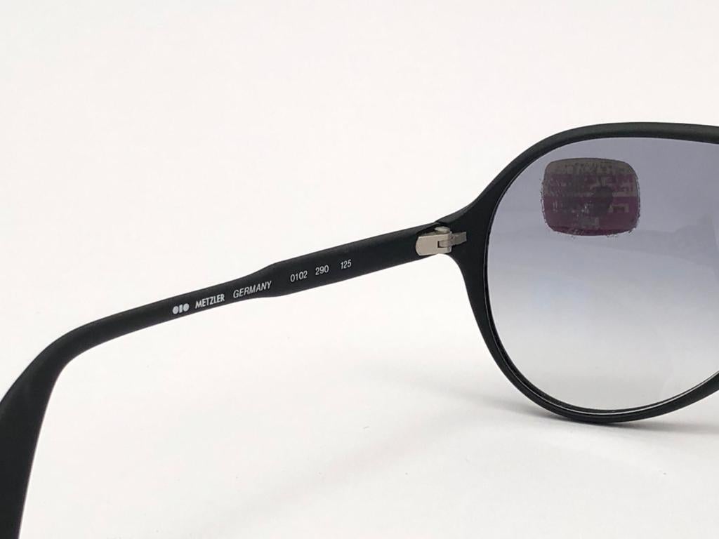 New Vintage Metzler 0102 Black Sports Sunglasses Made in Germany 1980's en vente 2