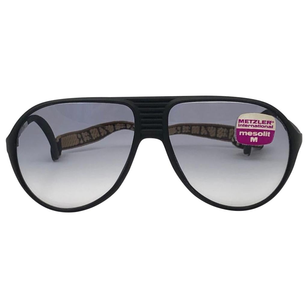New Vintage Metzler 0102 Black Sports Sunglasses Made in Germany 1980's en vente