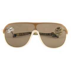 Neue Vintage Metzler 252 Beige & Brown Sport-Sonnenbrille Made in Germany 1980er Jahre