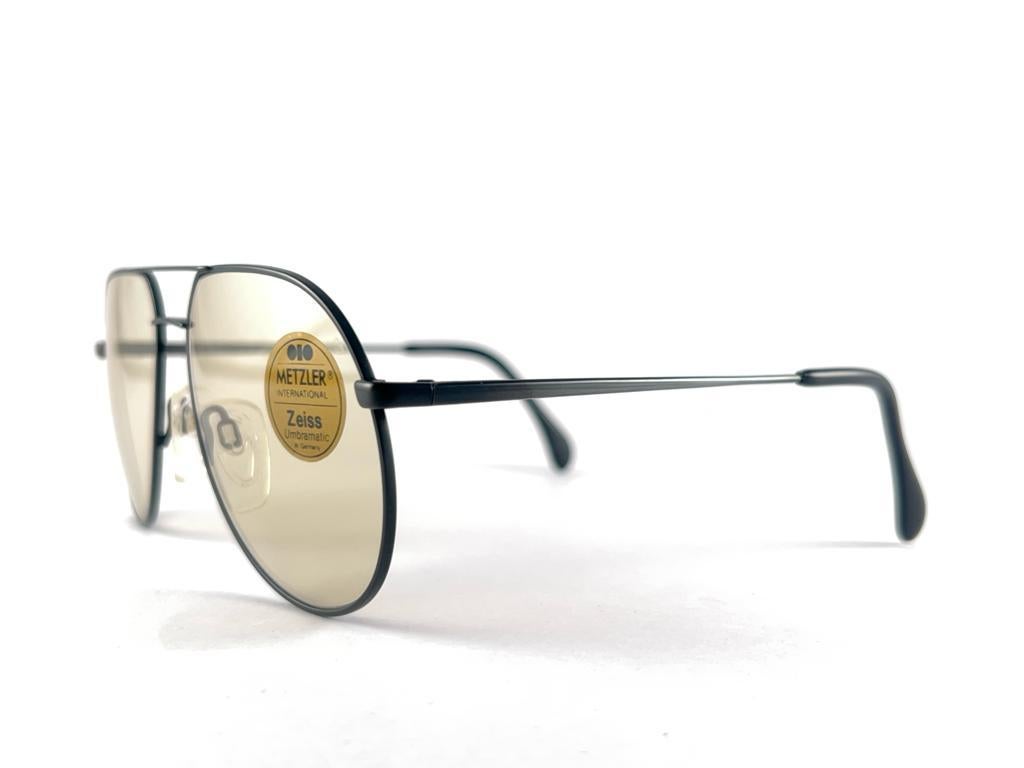 Beige New Vintage Metzler 7945 Black Oversized Sunglasses Made in Germany