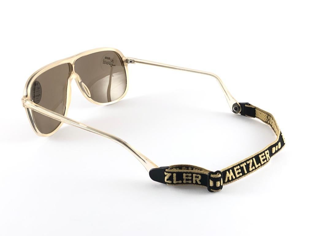 New Vintage Metzler 252 Beige & Brown Sports Sunglasses Made in Germany 1980's 2