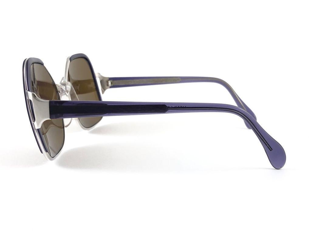 Brown New Vintage Metzler Umbral 85 Silver & Purple Sunglasses Made in Germany 1980's