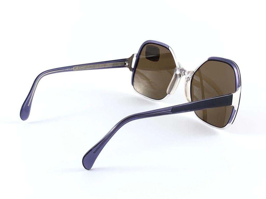 Women's New Vintage Metzler Umbral 85 Silver & Purple Sunglasses Made in Germany 1980's