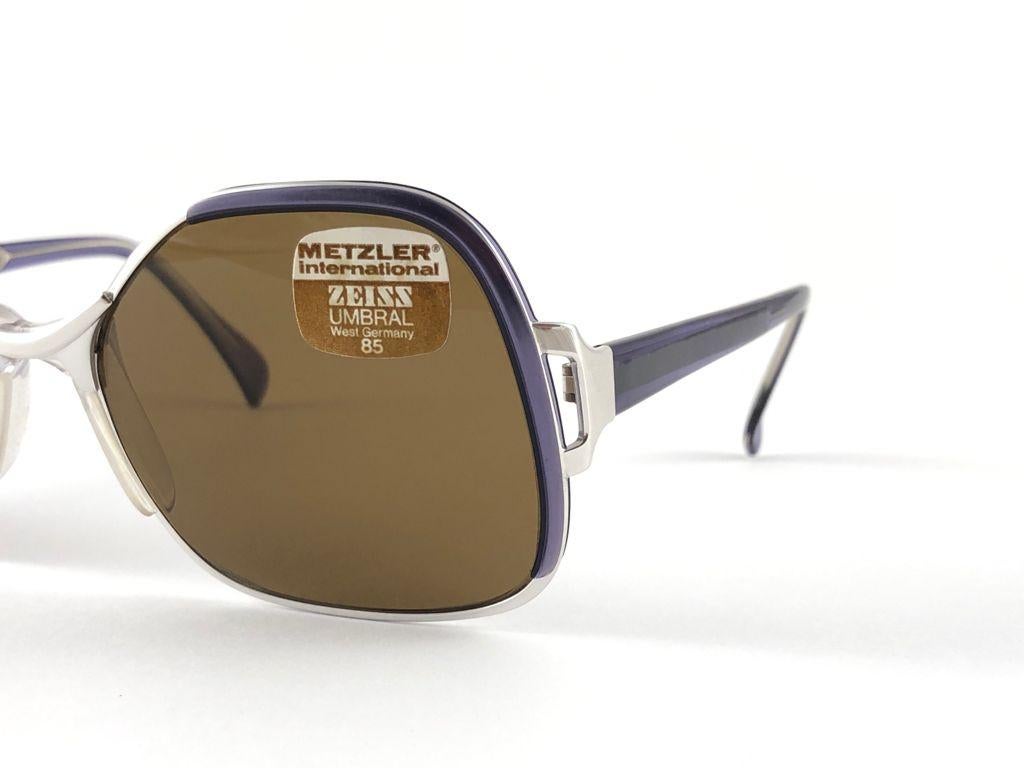 New Vintage Metzler Umbral 85 Silver & Purple Sunglasses Made in Germany 1980's 1