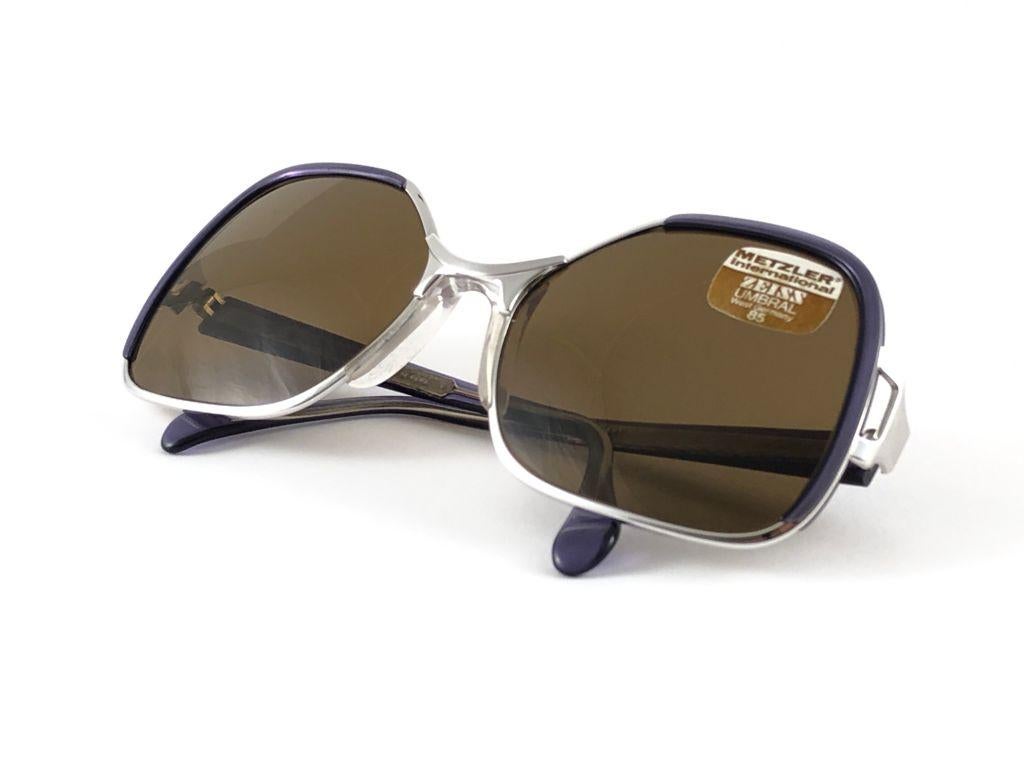 New Vintage Metzler Umbral 85 Silver & Purple Sunglasses Made in Germany 1980's 3