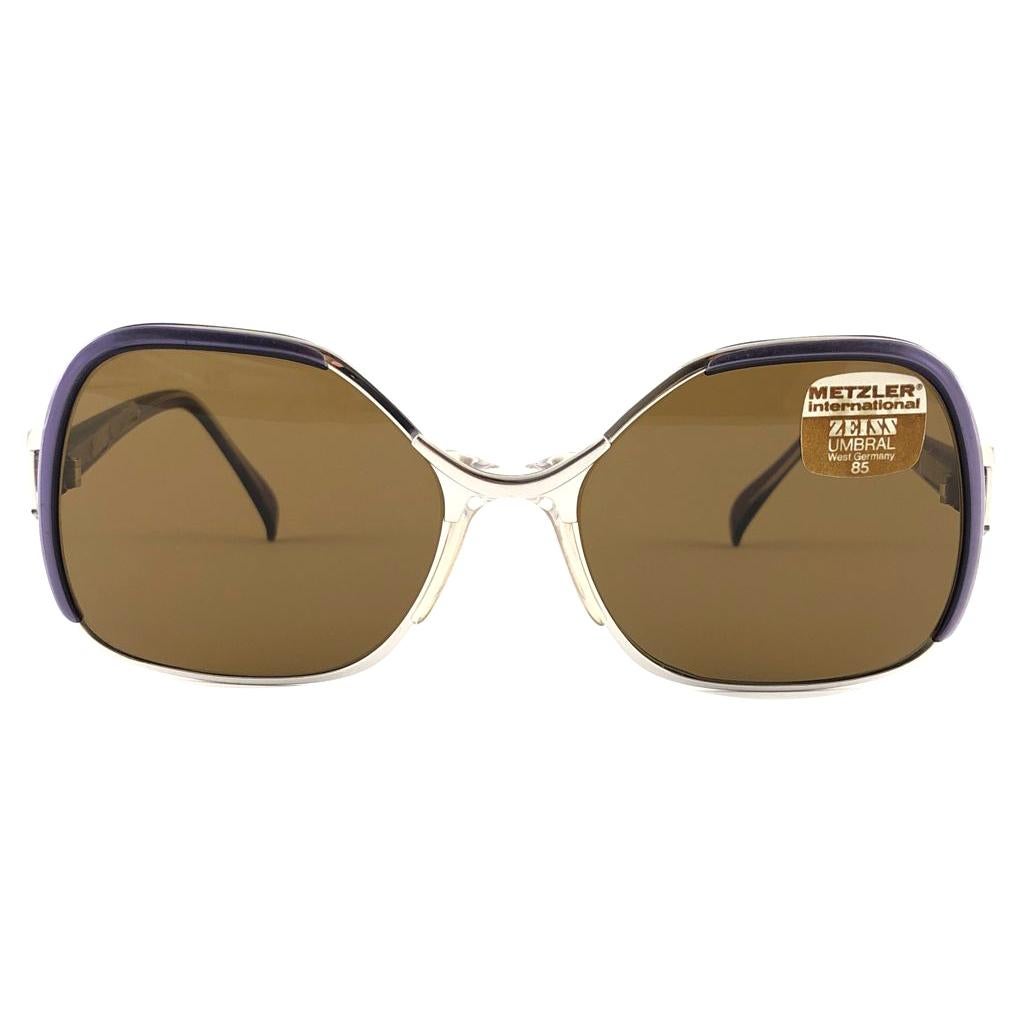 New Vintage Metzler Umbral 85 Silver & Purple Sunglasses Made in Germany 1980's