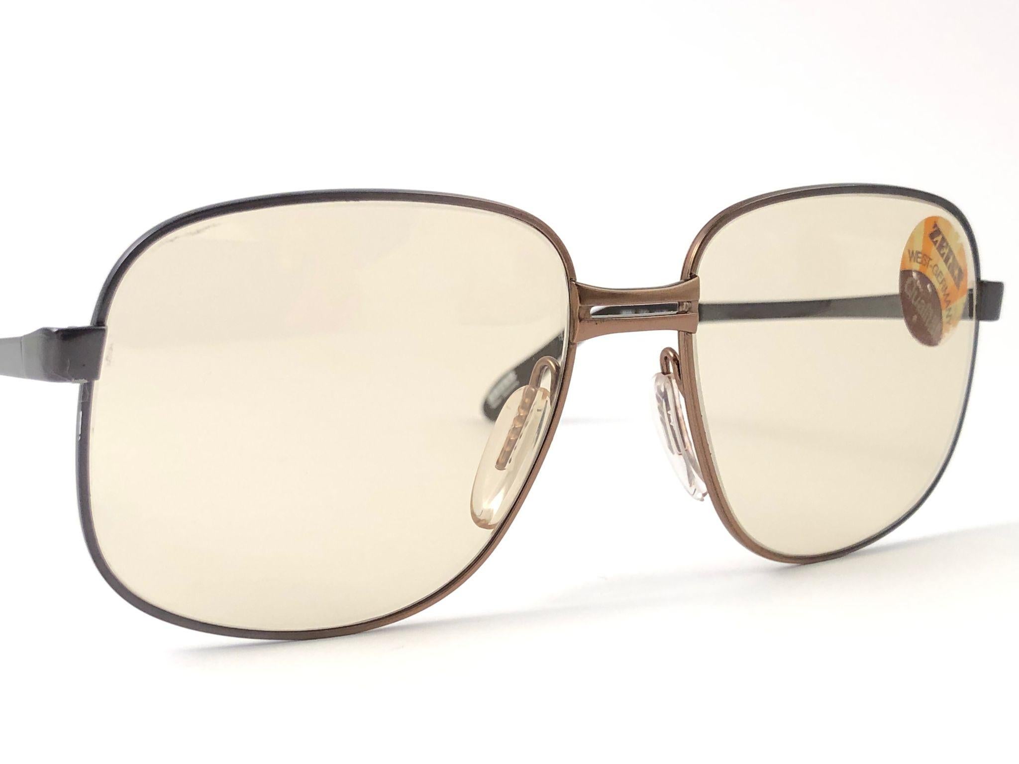 White New Vintage Metzler Zeiss 9153 Oversized Copper Sunglasses West Germany 1980's For Sale