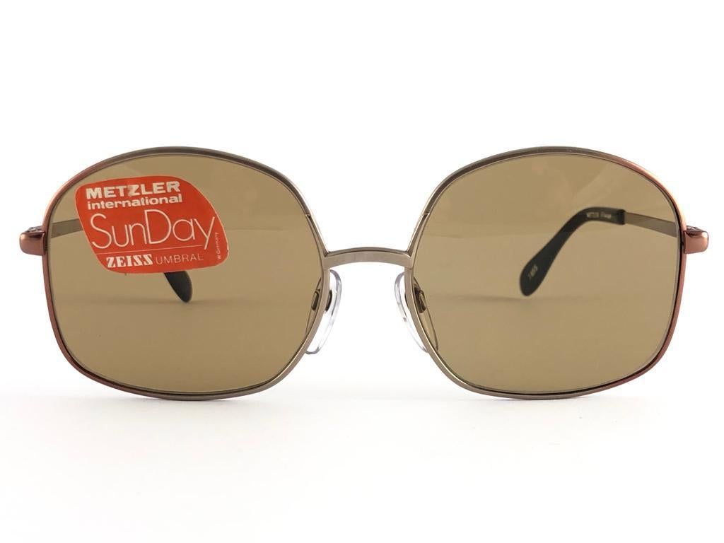 New Vintage Metzler Zeiss SunDay 1855 Rounded  Sunglasses West Germany 80's For Sale 1