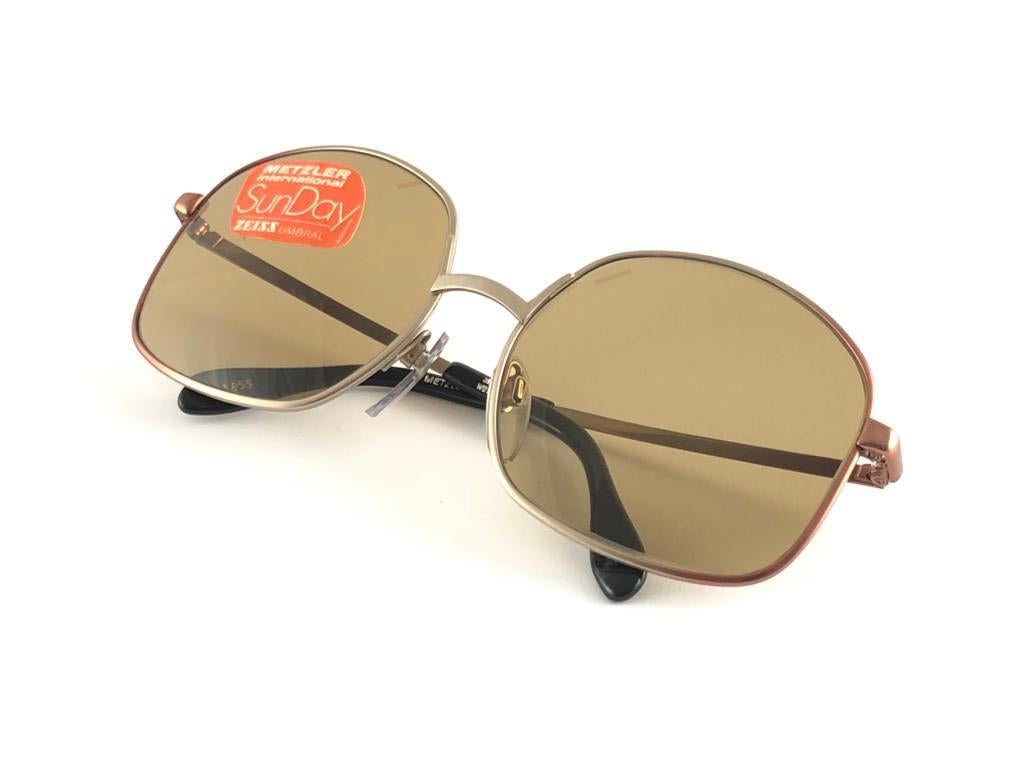 New Vintage Metzler Zeiss SunDay 1855 Rounded  Sunglasses West Germany 80's For Sale 2