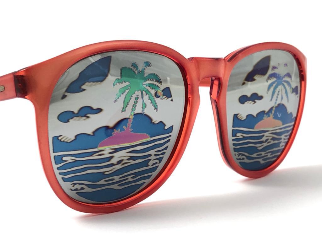 Neu Vintage Michele Lamy Diffuse Rot Frame Mirror Print Rick Owens Sonnenbrillen (Grau) im Angebot