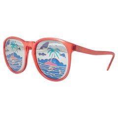 New Vintage Michele Lamy Diffuse Red Frame Mirror Print Rick Owens Sunglasses