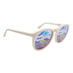 New Vintage Michele Lamy Diffuse White Frame Mirror Print Rick Owens Sunglasses