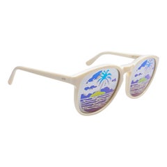 New Retro Michele Lamy Diffuse White Frame Mirror Print Rick Owens Sunglasses 