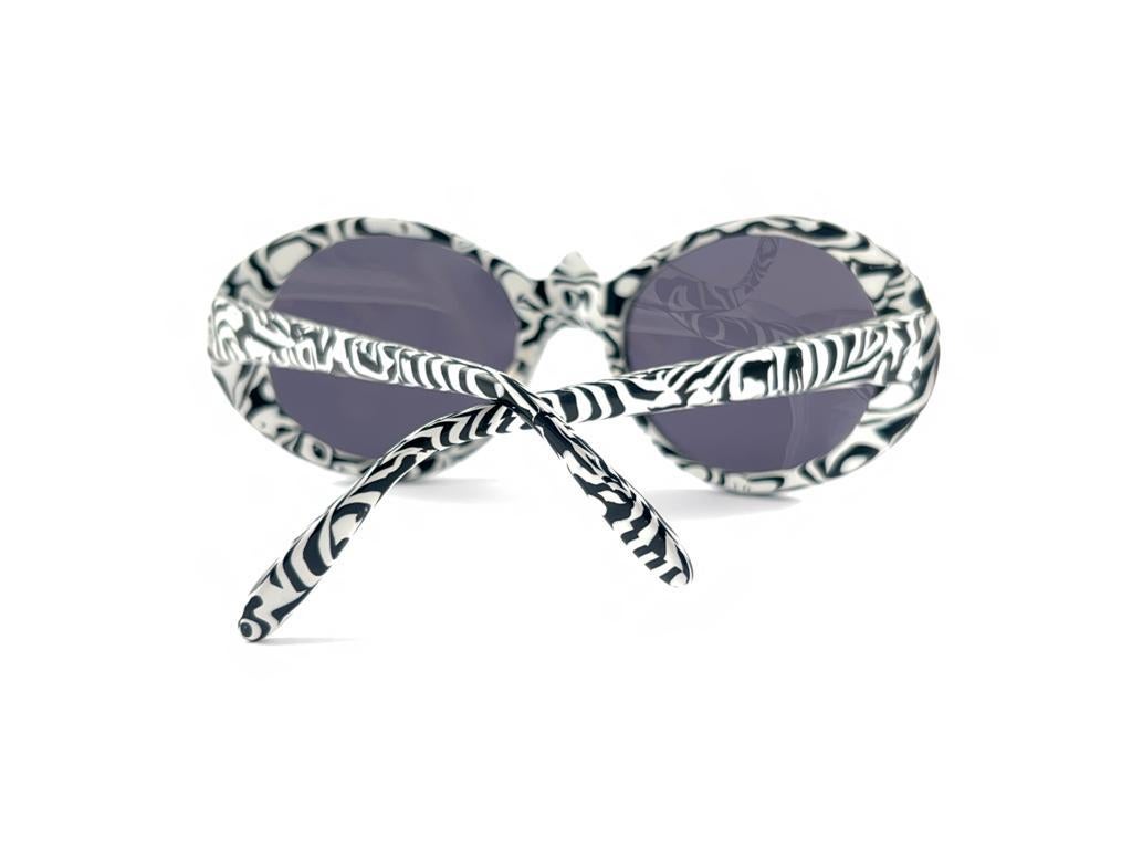 Seltene Vintage Michele Lamy-Sonnenbrille mit Zebramuster und Rahmen, hergestellt in Frankreich im Angebot 5