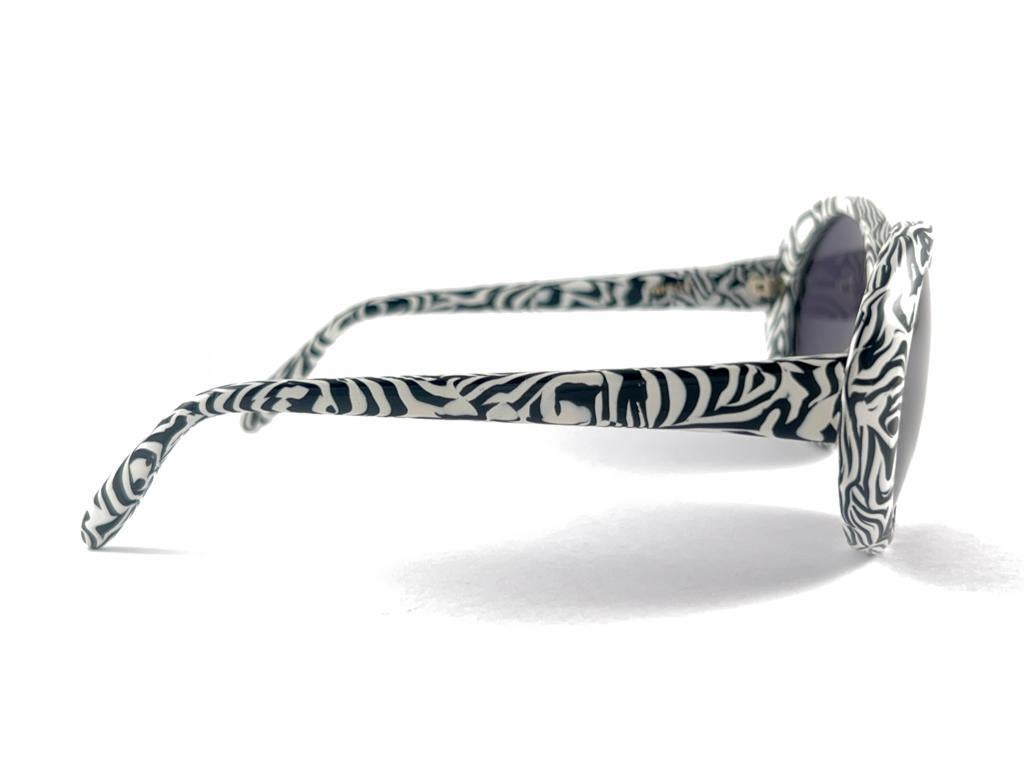 Women's or Men's New Vintage Michele Lamy Rare Zebra Pattern Frame Sunglasses Made in France For Sale
