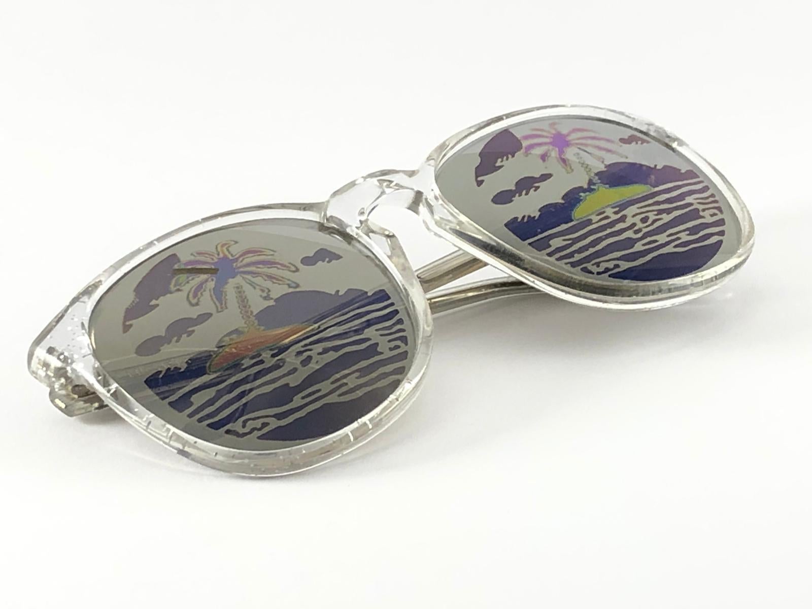 Women's or Men's New Vintage Michele Lamy Translucent Frame Mirror Print Rick Owens Sunglasses  For Sale