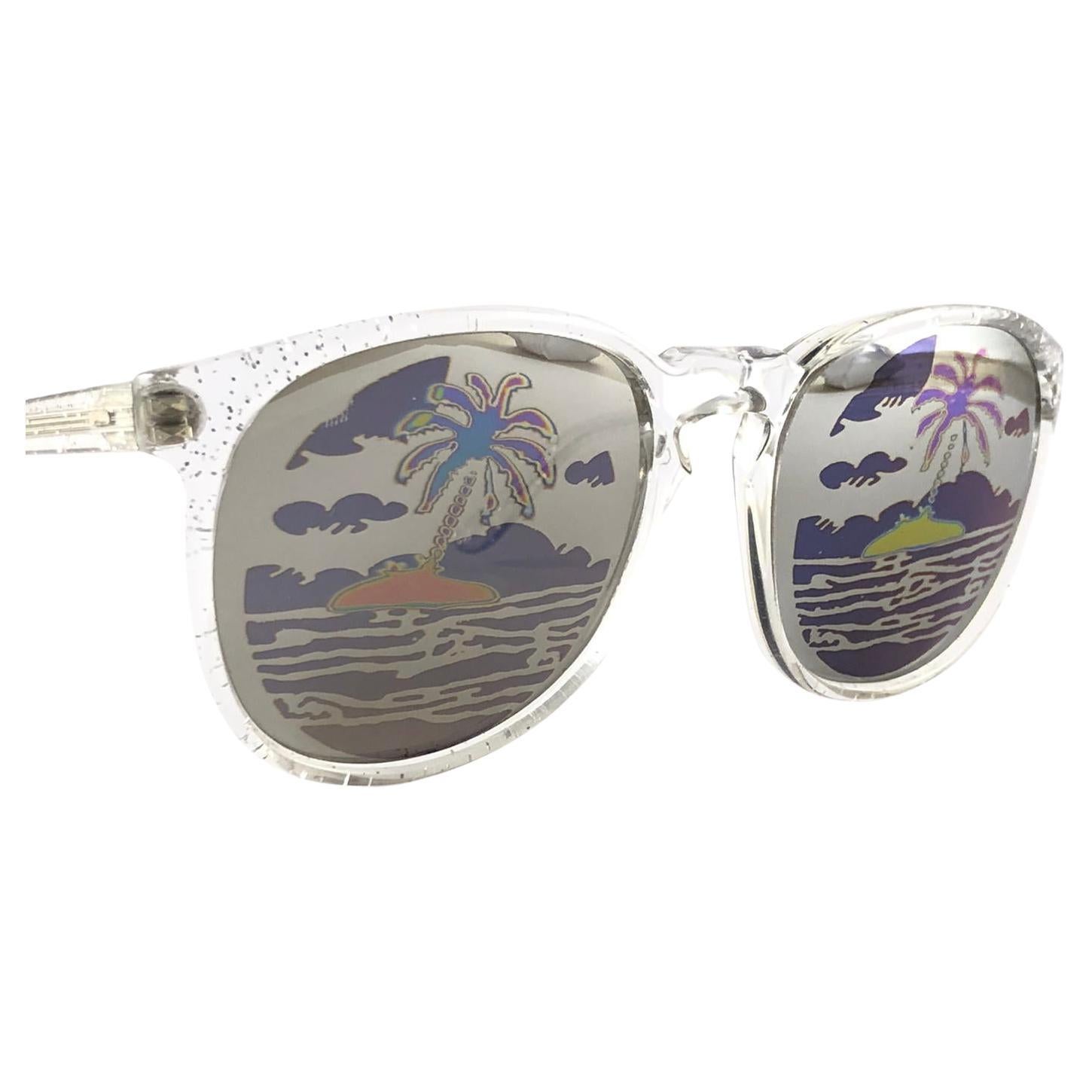 New Vintage Michele Lamy Translucent Frame Mirror Print Rick Owens Sunglasses  For Sale
