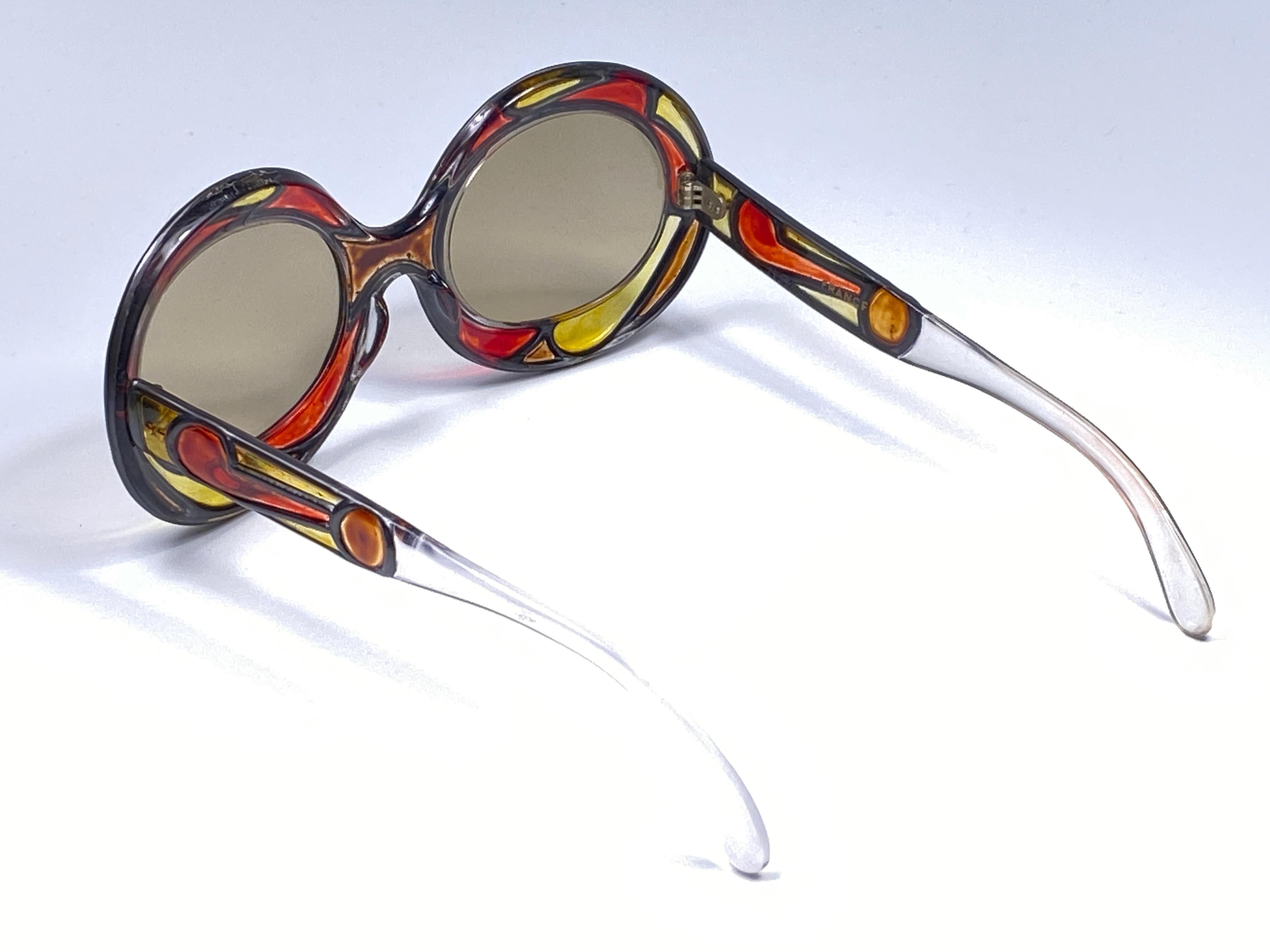 New Vintage Michelle Brevet 1950's Stained Glass Handmade in France Sunglasses 2