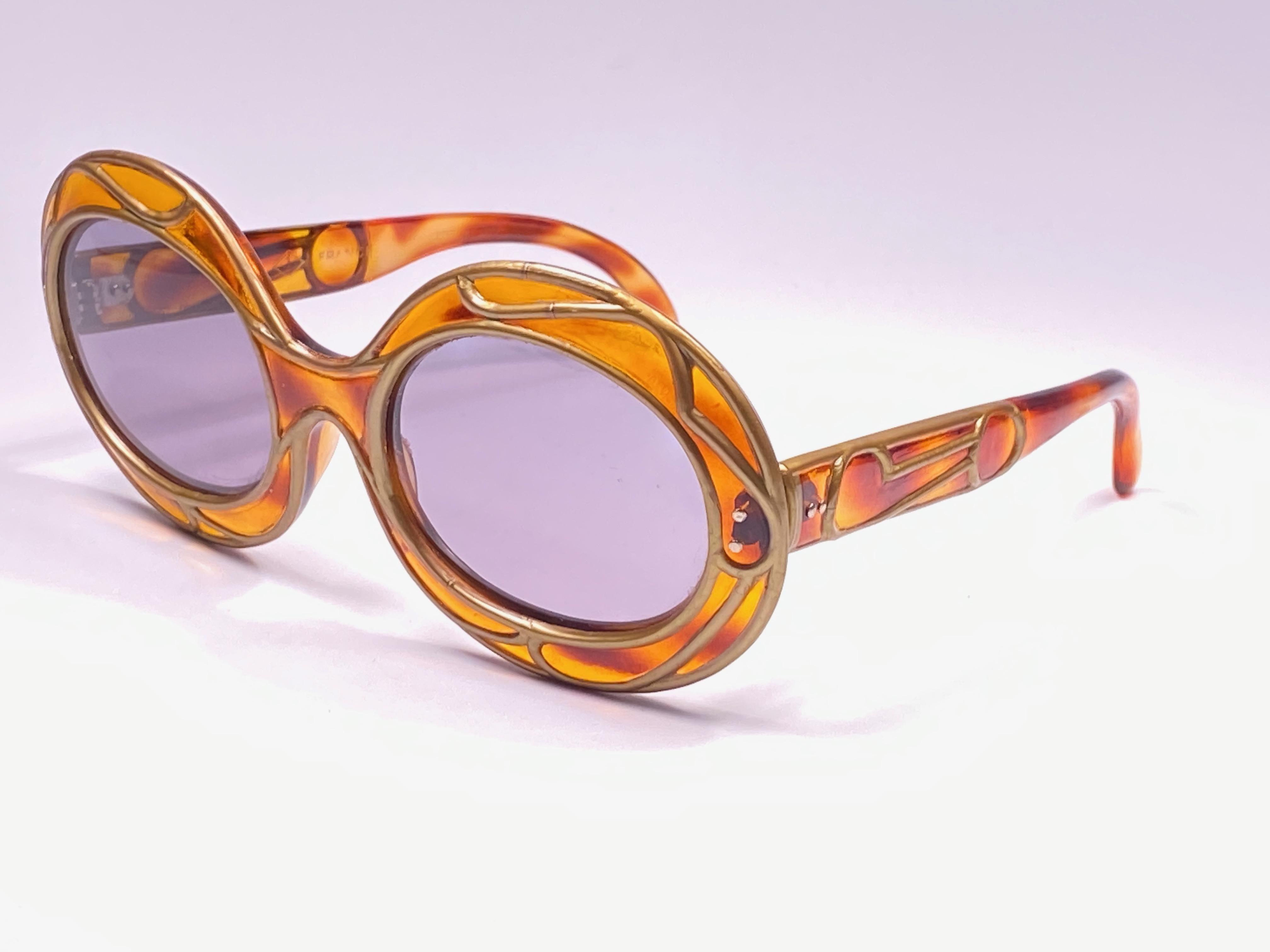 Nuevo Vintage Michelle Brevet 1950 Stained glass Hecho a mano en Francia Gafas de sol Marrón
