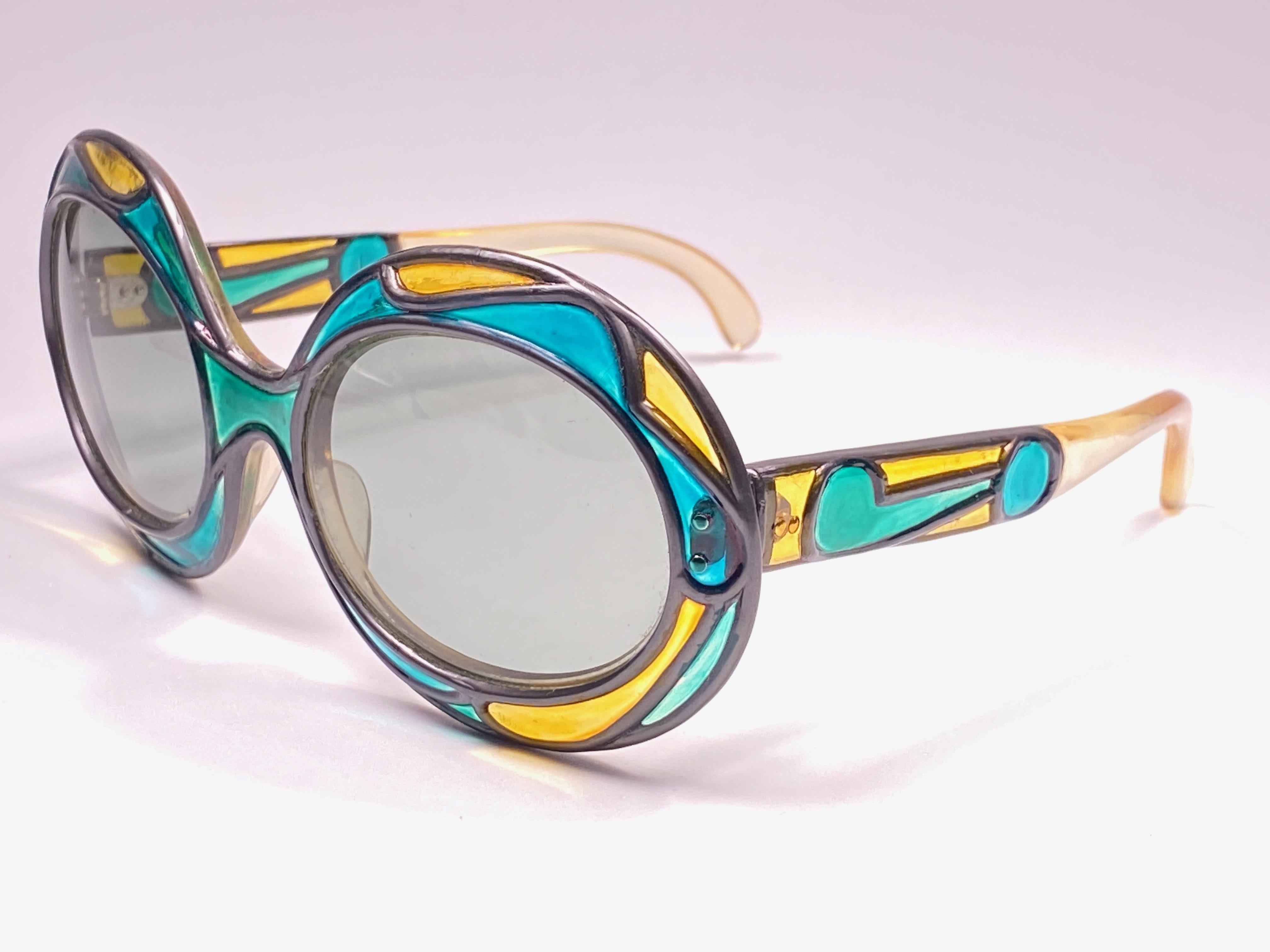 Women's New Vintage Michelle Brevet 1950's Stained Glass Handmade in France Sunglasses  For Sale