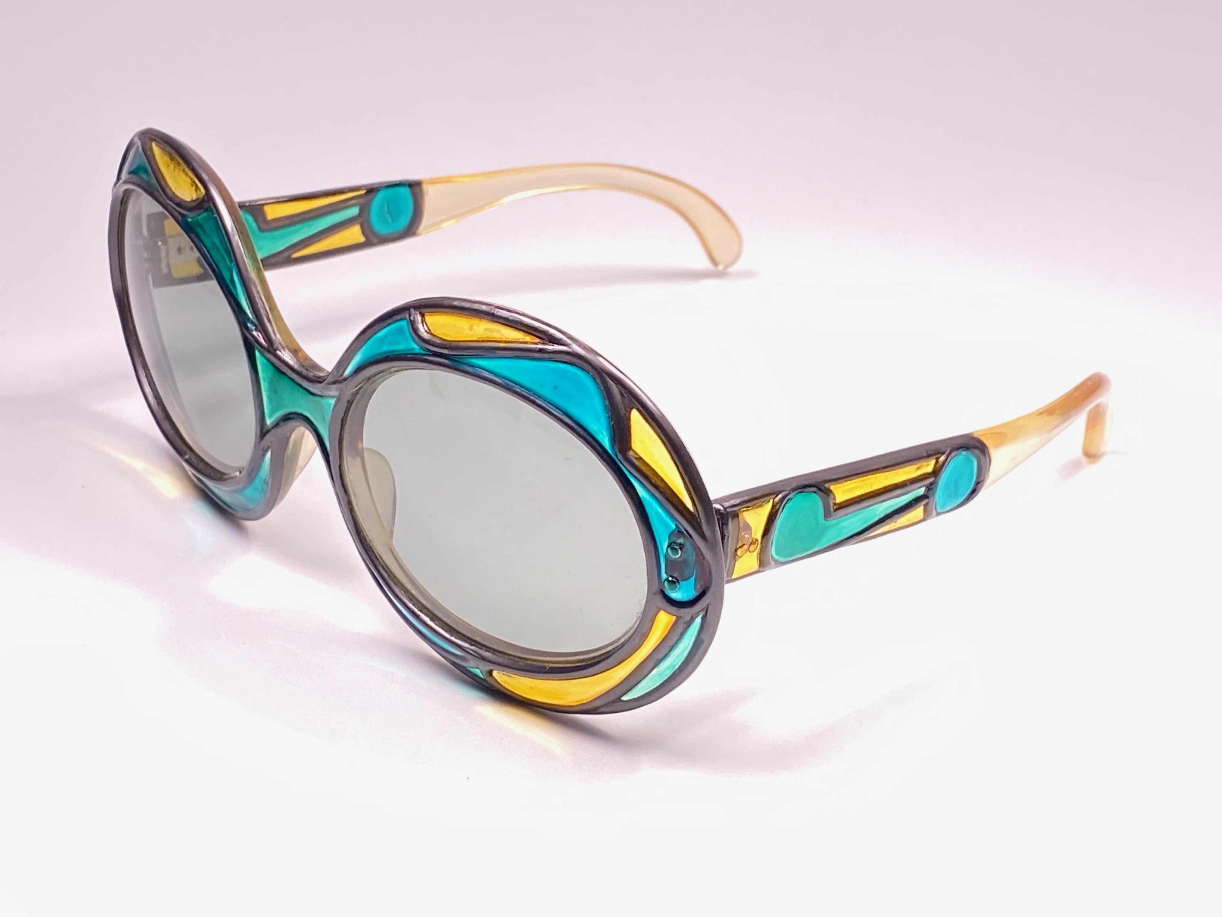 New Vintage Michelle Brevet 1950's Stained Glass Handmade in France Sunglasses  For Sale 1